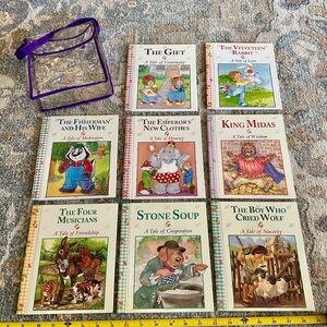 Kids Books “Stories to Grow On” Full Set of 8 Books w/ Carrying Case